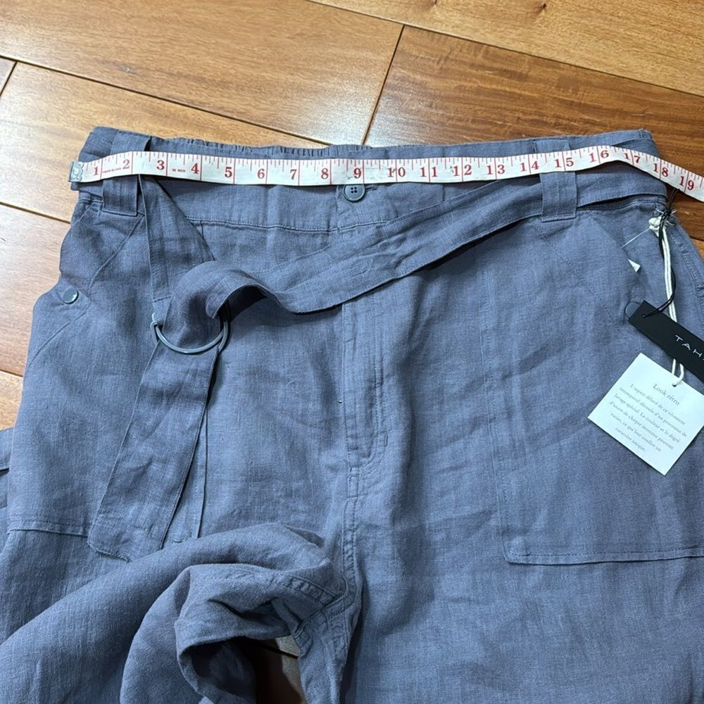 NWT Tahari Women Linen Blueish Grey‎ Pants Elastic Waist size XL - Picture 10 of 12